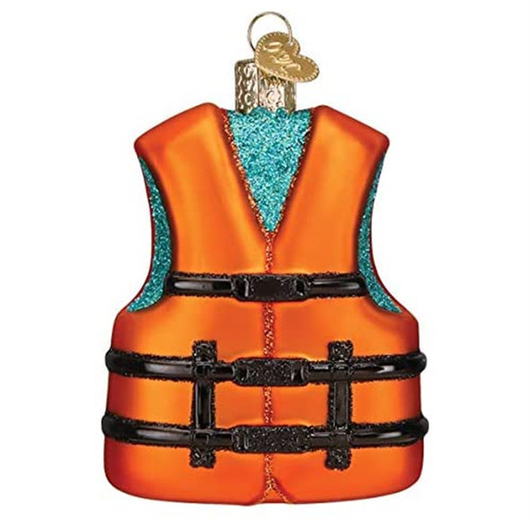 Old World Christmas Blown Glass Ornament for Christmas Tree, Life Jacket