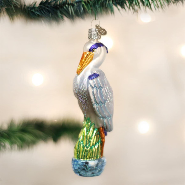 Old World Christmas Glass Blown Ornament for Christmas Tree, Great Blue Heron
