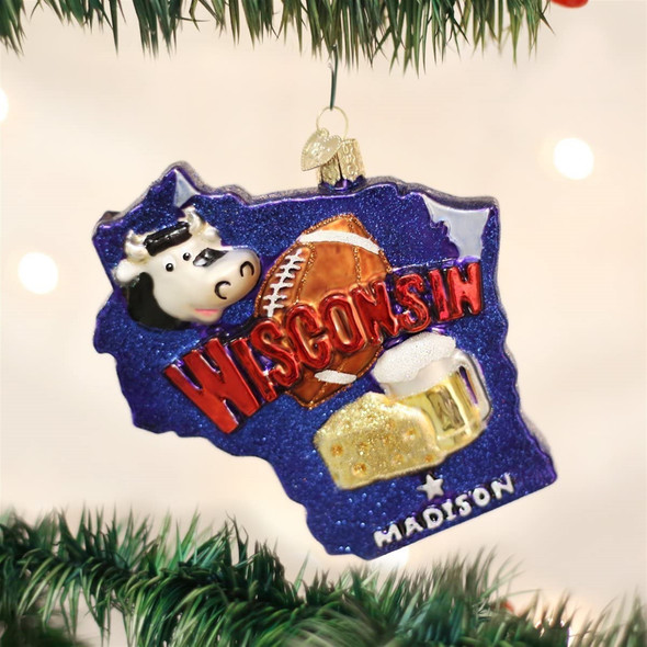 Old World Christmas Blown Glass Ornament for Christmas Tree, Wisconsin Old World Christmas Blown Glass Ornament for Christmas Tree, Wisconsin