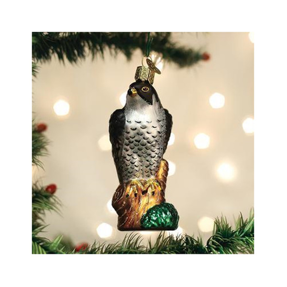 Old World Christmas Glass Blown Ornament, Peregrine Falcon (With OWC Gift Box)