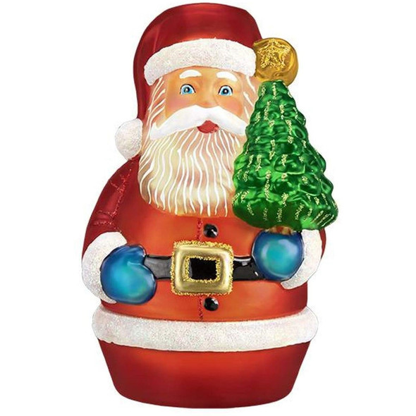 Old World Christmas Santa W/ Tree Candle Light Tabletop Figurine, 6.5"
