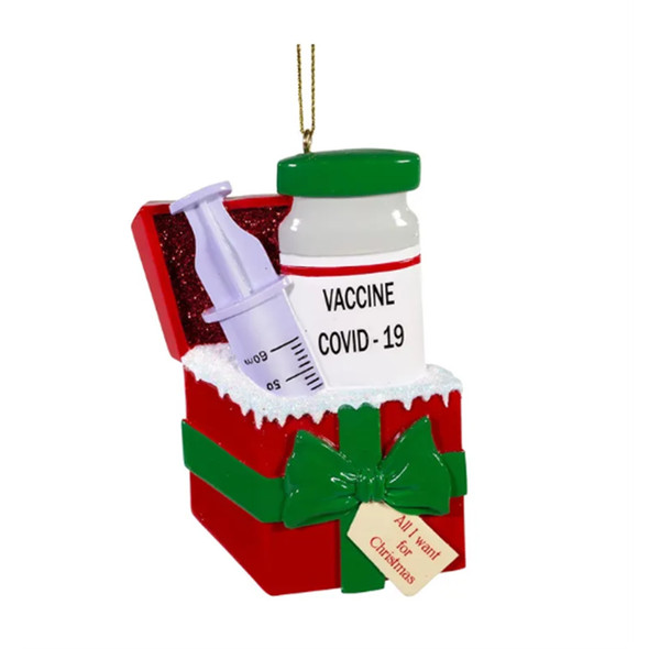 Kurt Adler Resin Ornament for Christmas Tree, COVID-19 Gift Box