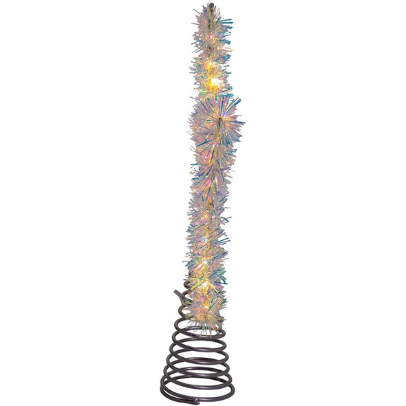 Kurt Adler Lighted Tinsel StarTree Topper with Warm White LED Lights, Silver, 12" Kurt Adler Lighted Tinsel StarTree Topper with Warm White LED Lights, Silver, 12"