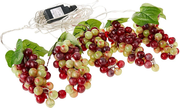 Kurt Adler Five Light Green and Burgundy Grape Bunches Novelty 100-LED Light Set