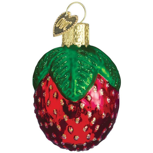Old World Christmas Glass Blown Ornament, Sparkling Strawberry (With OWC Gift Box)