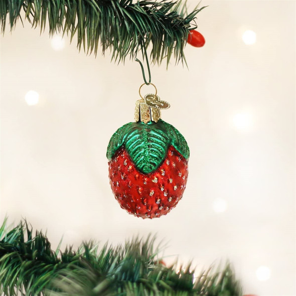 Old World Christmas Glass Blown Ornament for Christmas Tree, Sparkling Strawberry