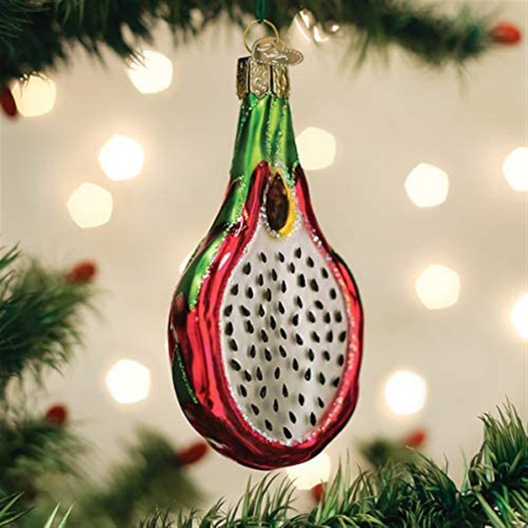 Old World Christmas Glass Blown Christmas Ornament, Dragon Fruit, 4" (With OWC Gift Box)