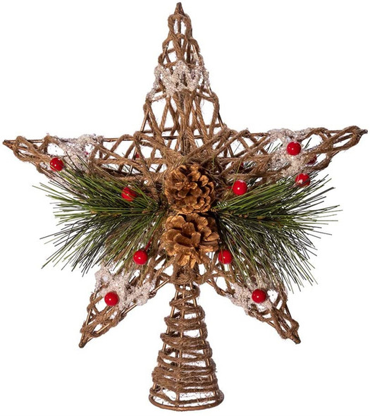 Kurt Adler (#D3678) Natural Star With Pinecones Treetop, 11-inches