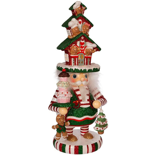 Kurt Adler Gingerbread House Musical Nutcracker, Multi-Colored, 15"