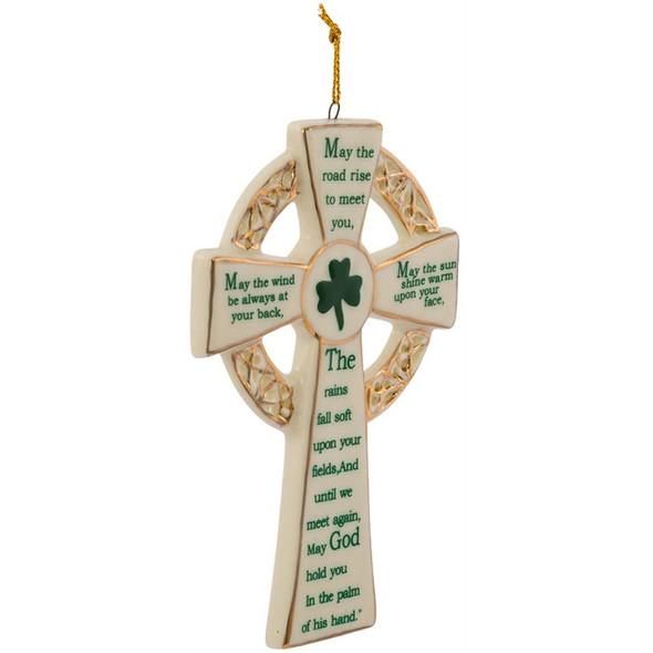 Kurt Adler Porcelain Ornament for Christmas Tree, Irish Cross, 5in