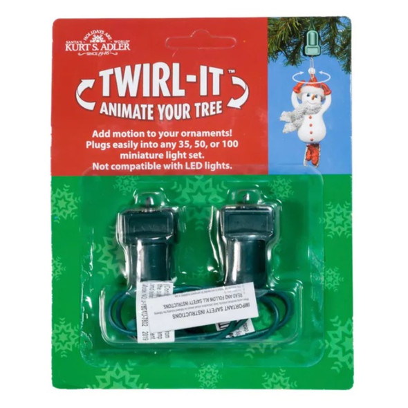 Kurt Adler Twirl-It Ornament Spinner with Motor Pigtails, Green (Pack of 2)