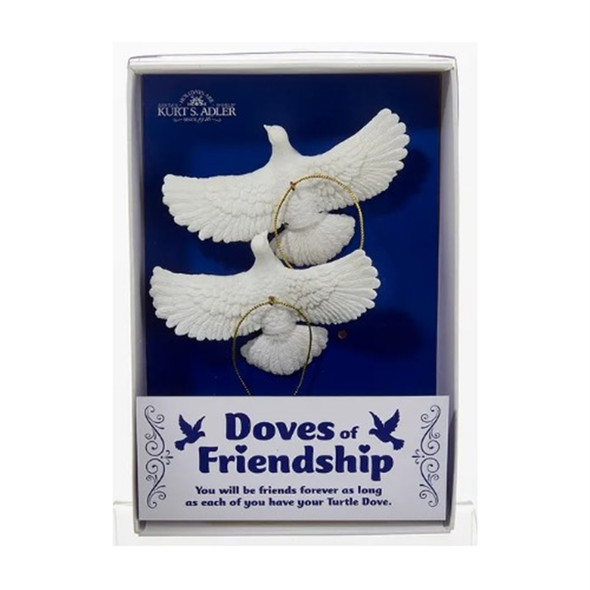 Kurt Adler Friendship Turtle Dove Hanging Ornaments, 4.5", 2-Piece Box Set