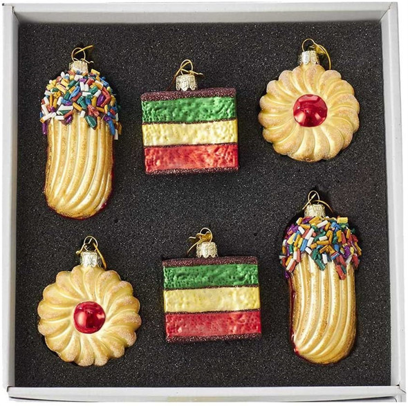Kurt Adler Noble Gems Cookie Glass Ornament Set, 6-Piece Box Set