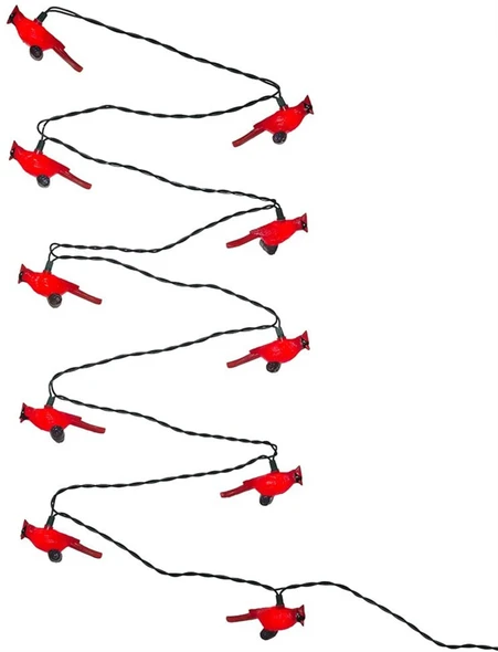 Kurt Adler Indoor Outdoor Novelty String 10- Light Set, Cardinals, 11.5ft