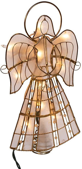 Kurt Adle 10-light Capiz Angel with Vines & Pearls Lighted Treetop, 10"