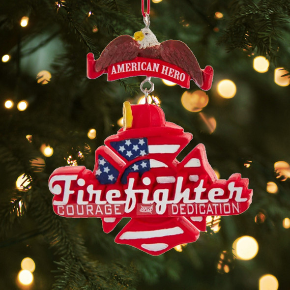 Kurt Adler American Hero Firefighter Hanging Christmas Ornament