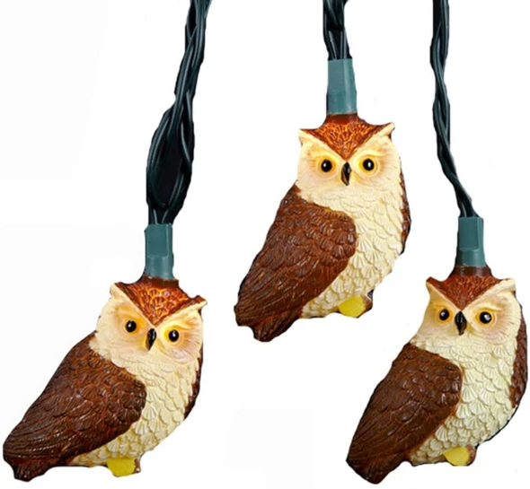 Kurt Adler Indoor Outdoor Novelty String 10- Light Set, Owl, 11.5ft