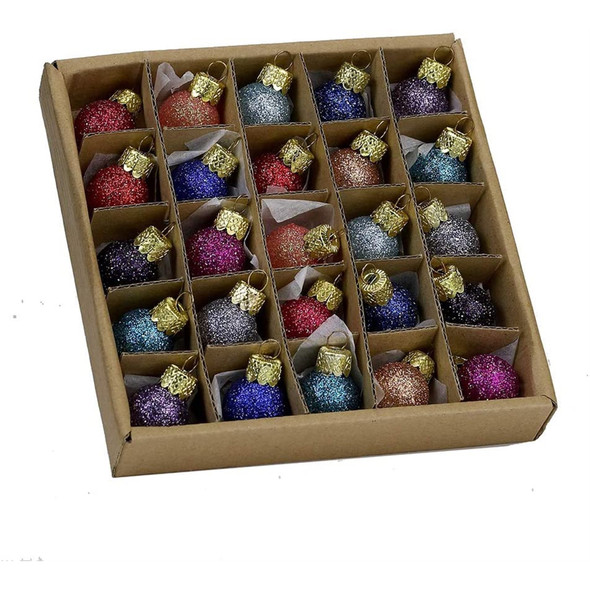 Kurt Adler Glass Miniature Glitter Ball Ornaments, 25-Piece Set