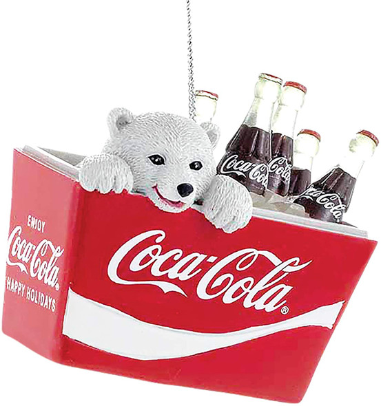 Kurt Adler (#CC2115) Polar Bear Cub in Coke Cooler Ornament, 2.75"