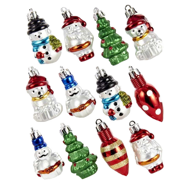 Kurt Adler Miniature Shatterproof Hanging Christmas Ornaments, 12-Piece Box Set, 2 Inch