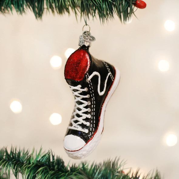 Old World Christmas Glass Blown Ornament, High Top Sneaker, 4.75" (With OWC Gift Box)