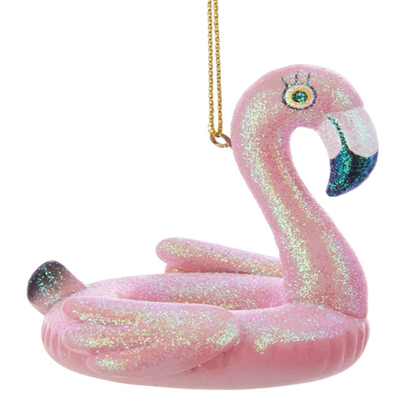 Kurt Adler Pink Flamingo Pool Float Hanging Christmas Ornament, 2.75"