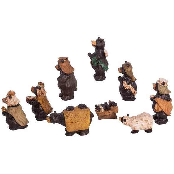Kurt Adler Resin Nativity Figurines, Bear Characters (Set of 9)