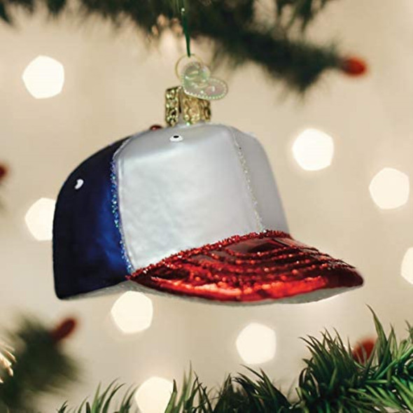 Old World Christmas Blown Glass Ornament for Christmas Tree, Baseball Cap