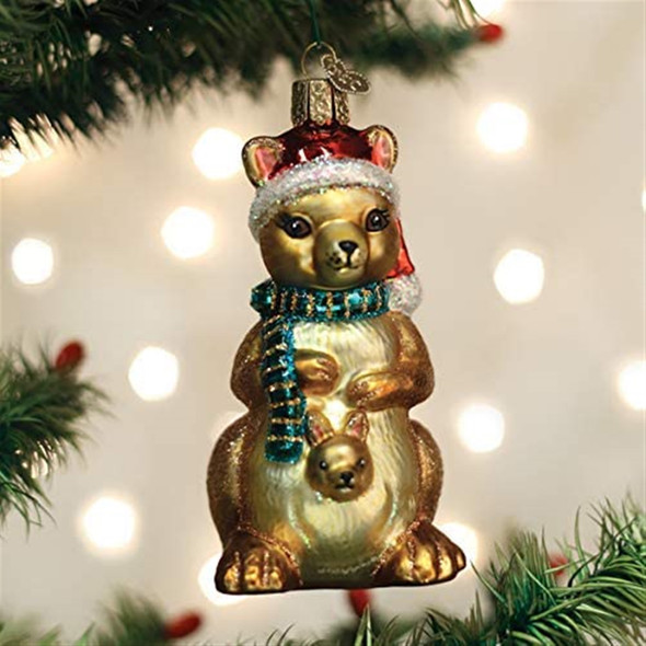 Old World Christmas Blown Glass Ornament for Christmas Tree, Christmas Kangaroo