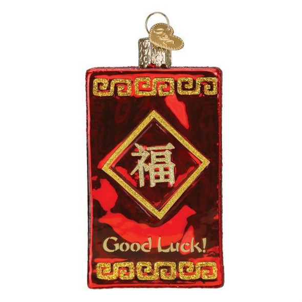 Old World Christmas Blown Glass Ornament for Tree, Lucky Red Envelope