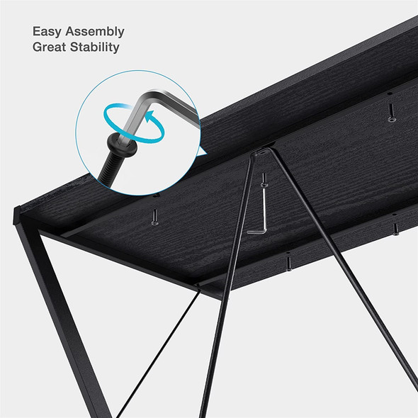 Mehoom Modern Metal Study Desk for Home Office, Table, Black, 35.4"