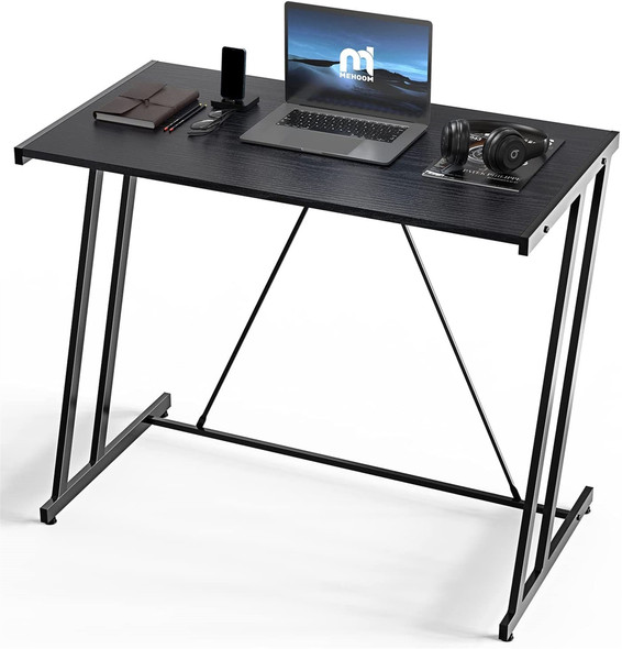 Mehoom Metal Modern Computer Study Desk for Home Office, Table, Black, 35.4"
