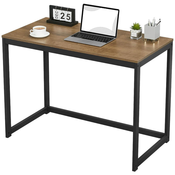 Green Forest Small Modern Computer Study Desk For Home Office, Dark Brown, 39"