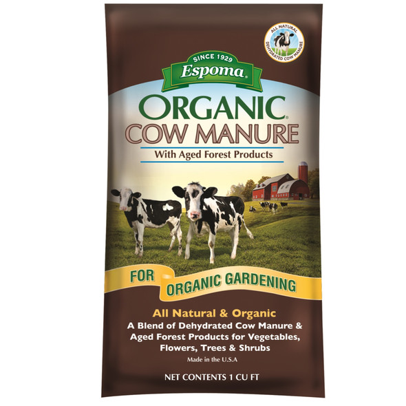 Espoma Organic Cow Manure with All Natural Aged Forest Products for Organic Gardening, 1 cu ft