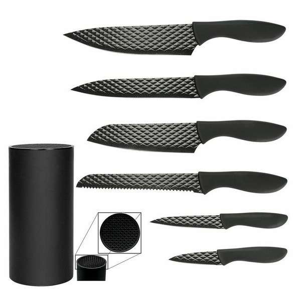 Gourmet Edge Diamond Stainless Steel Nonstick Blade Cutlery Set W/ Knife Block (7 Piece)