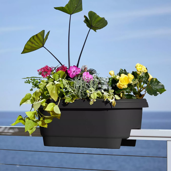 Bloem (#80922242) Classic Oval Deck Rail Planter, Charcoal -24"