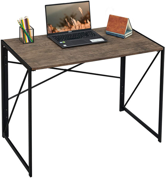 Green Forest Small Modern Computer Study Desk for Home Office, Dark Brown, 39