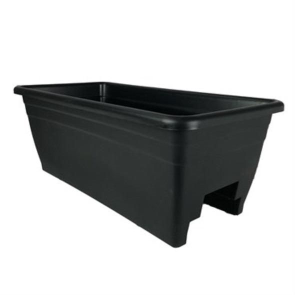 The HC Companies Plastic Deck Rail Box Planter, Black - 24"