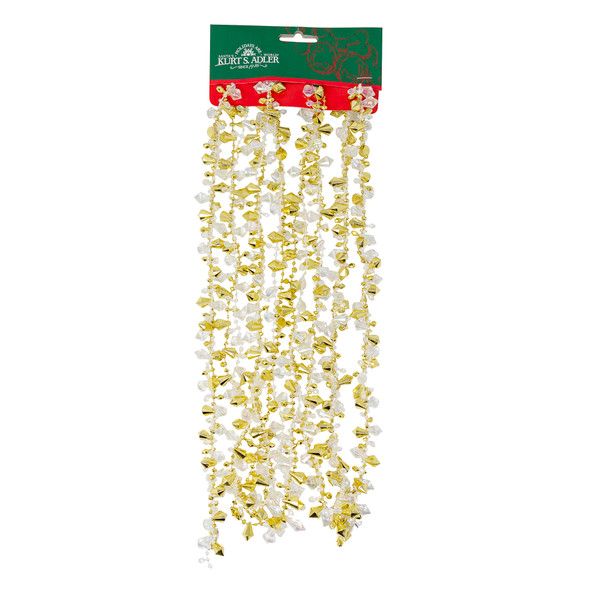 Kurt Adler Christmas Decoration, Twinkling Beaded Garland, Gold, 9ft