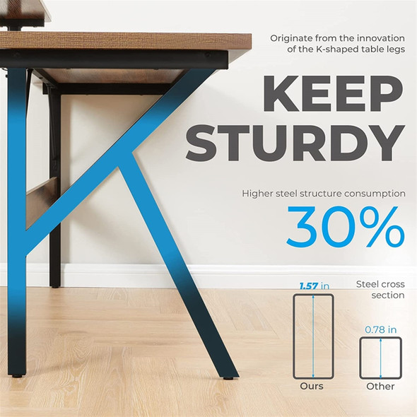 Greenforest Home Office Desk W/ Monitor Shelf, Computer/Gaming Desk, Walnut, 47"