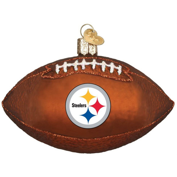 Old World Christmas Glass Blown Christmas Ornament, Pittsburgh Steelers Football (With OWC Gift Box)