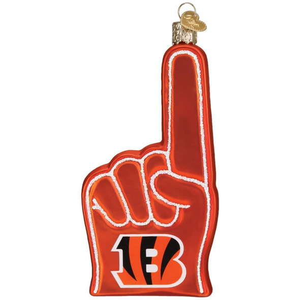 Old World Christmas Glass Blown Ornament For Christmas Tree, Cincinnati Bengals Foam Finger (With OWC Gift Box)