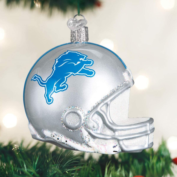 Old World Christmas Glass Blown Ornament For Christmas Tree, Detroit Lions Helmet (With OWC Gift Box)