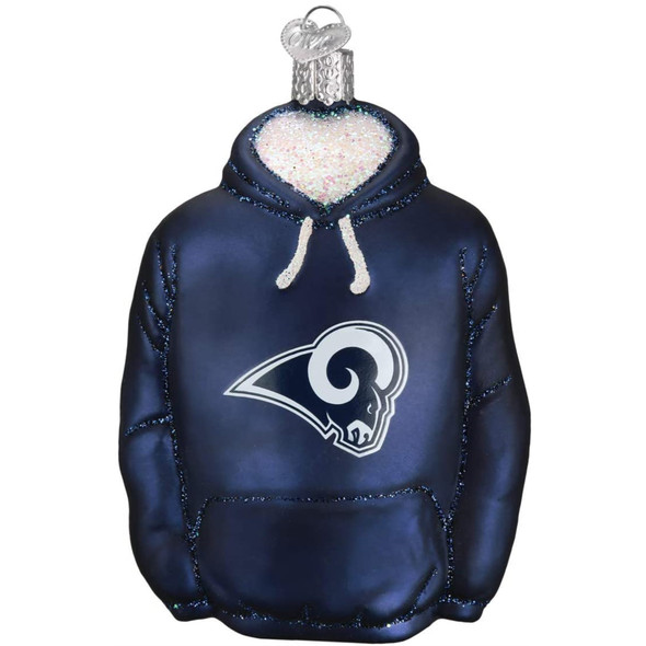 Old World Christmas Glass Blown Ornament For Christmas Tree, Los Angeles Rams Hoodie (With OWC Gift Box)