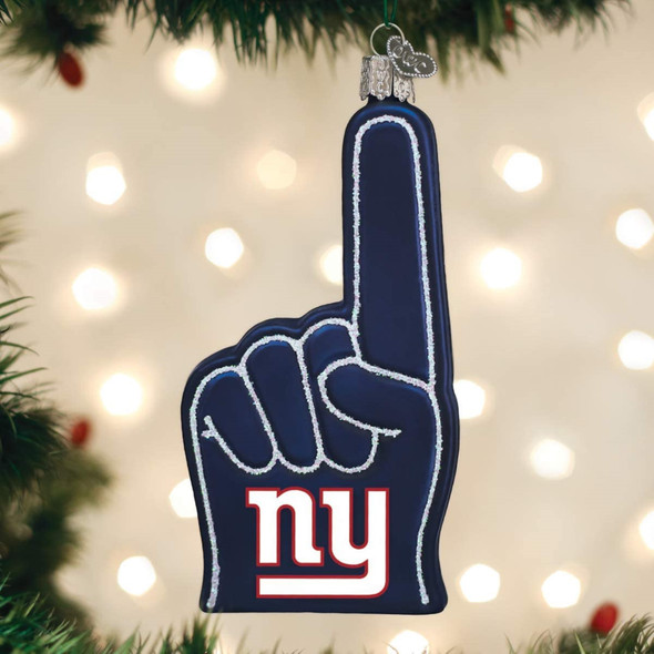 Old World Christmas Glass Blown Christmas Ornament, New York Giants Foam Finger (With OWC Gift Box)