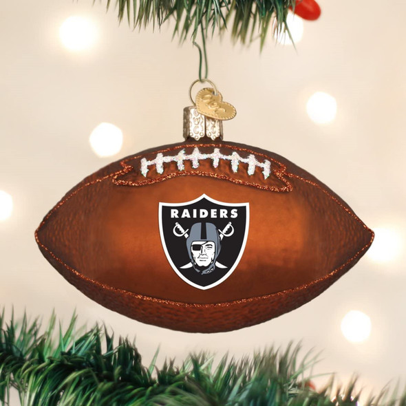 Old World Christmas Glass Blown Ornament For Christmas Tree, Las Vegas Raiders Football (With OWC Gift Box)