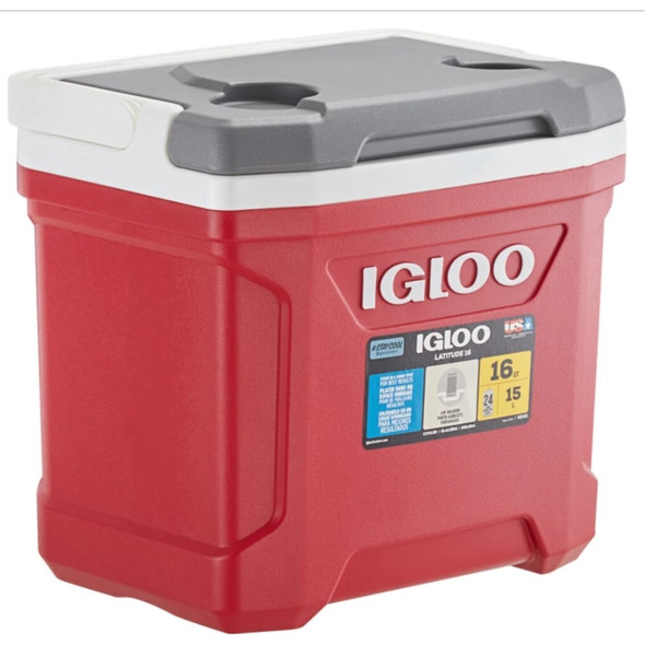 Igloo Industrial Red Latitude Cooler w/ Top Swing Handle, Red, 16-quart