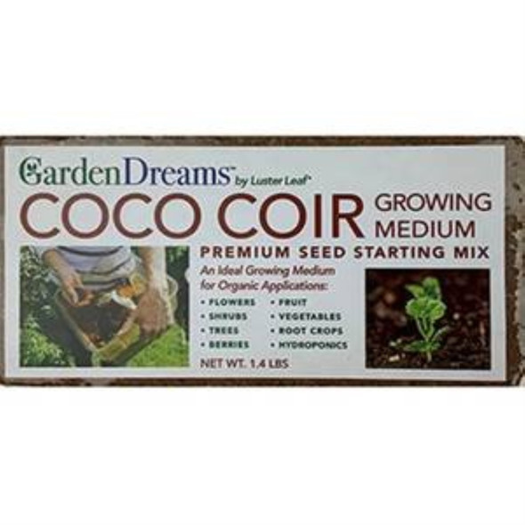 Garden Dreams by Luster Leaf Coco Coir Growing Medium Brick, 1.4#