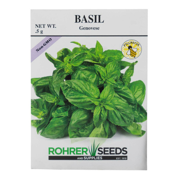 Rohrer's Seed Basil Non-GMO Genovese Seeds, .5 Gram Packet
