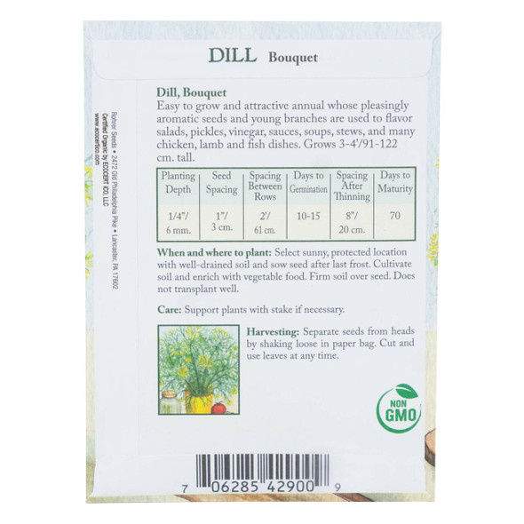 Rohrer's Seed Dill Bouquet Organic Seeds, 1.5 Gram Packet